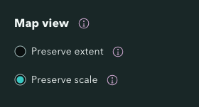 A screenshot of the map view options in the map editor in ArcGIS StoryMaps